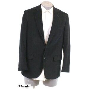 STAFFORD Blazer Men's Black Corduroy Elbow Patches Sport Coat Preppy 42R